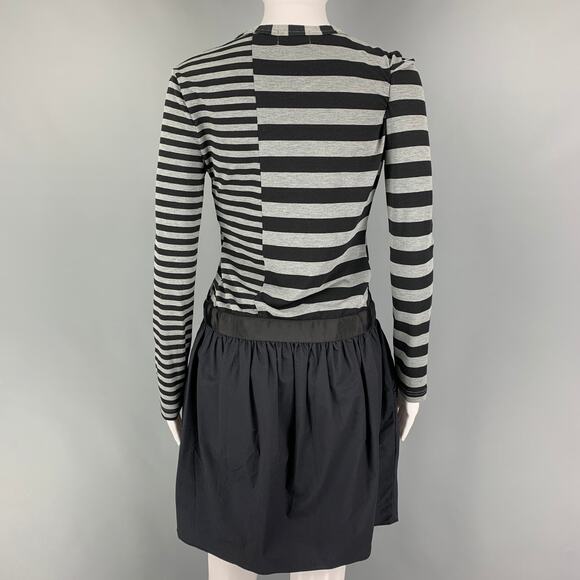 KOLOR Size S Black Grey Polyester Blend Stripe Long Sleeve Dress - Picture 3 of 6